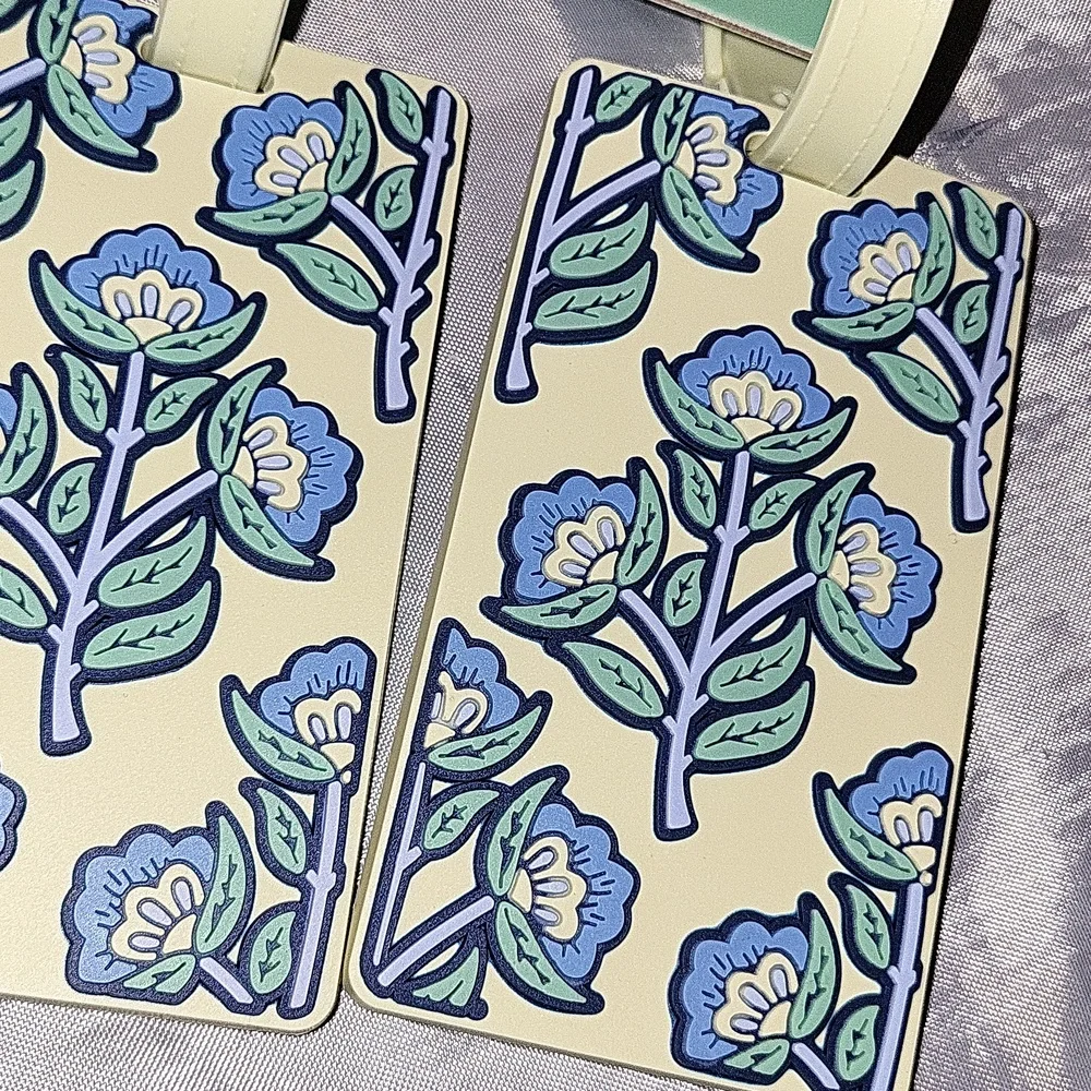 Dabney Lee 3-Pack Floral Luggage Tags - Lemon Yellow, Green & Blue Brand New Ls